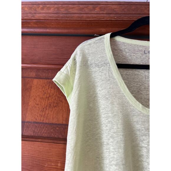 LOFT Women's Linen Pocket Tee Lightweight Short Sleeve Lime Yellow Green Size S - Picture 4 of 10